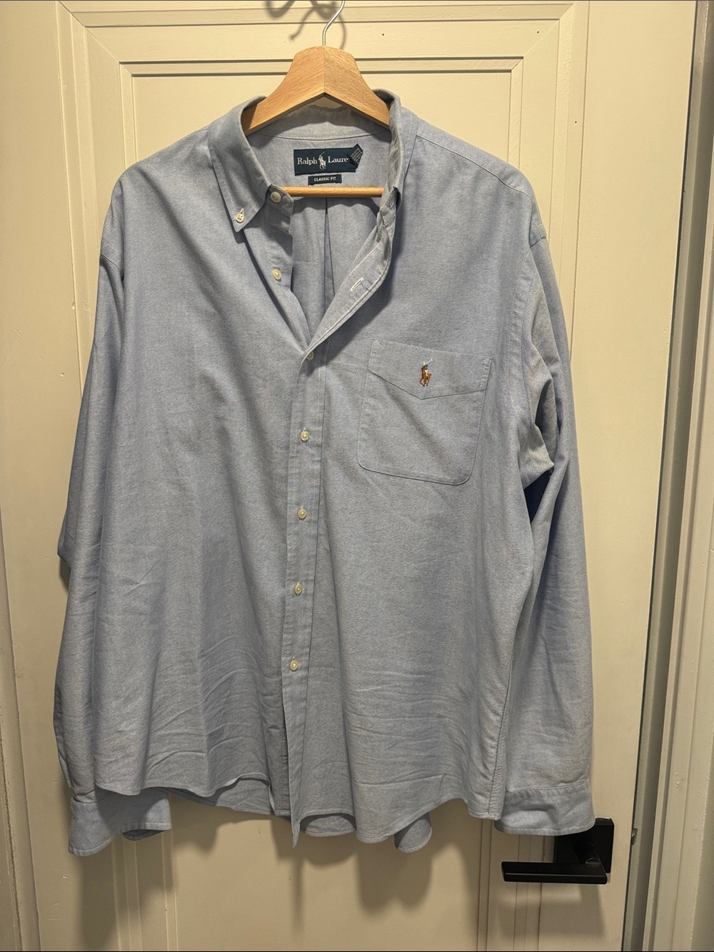 Ralph Lauren Men's Light Blue Oxford Button-Down Shirt with Chest Pocket Sz XL
